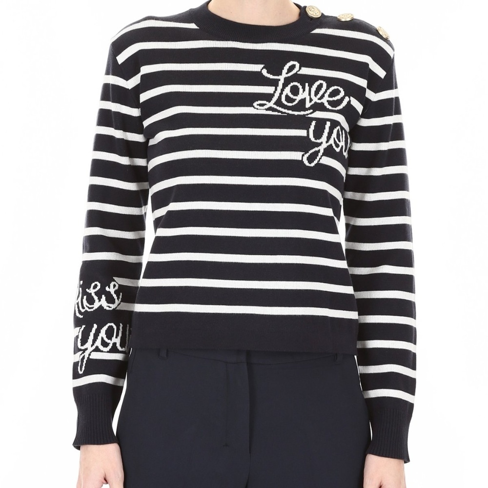 Red Valentino Love You Striped Sweatshirt